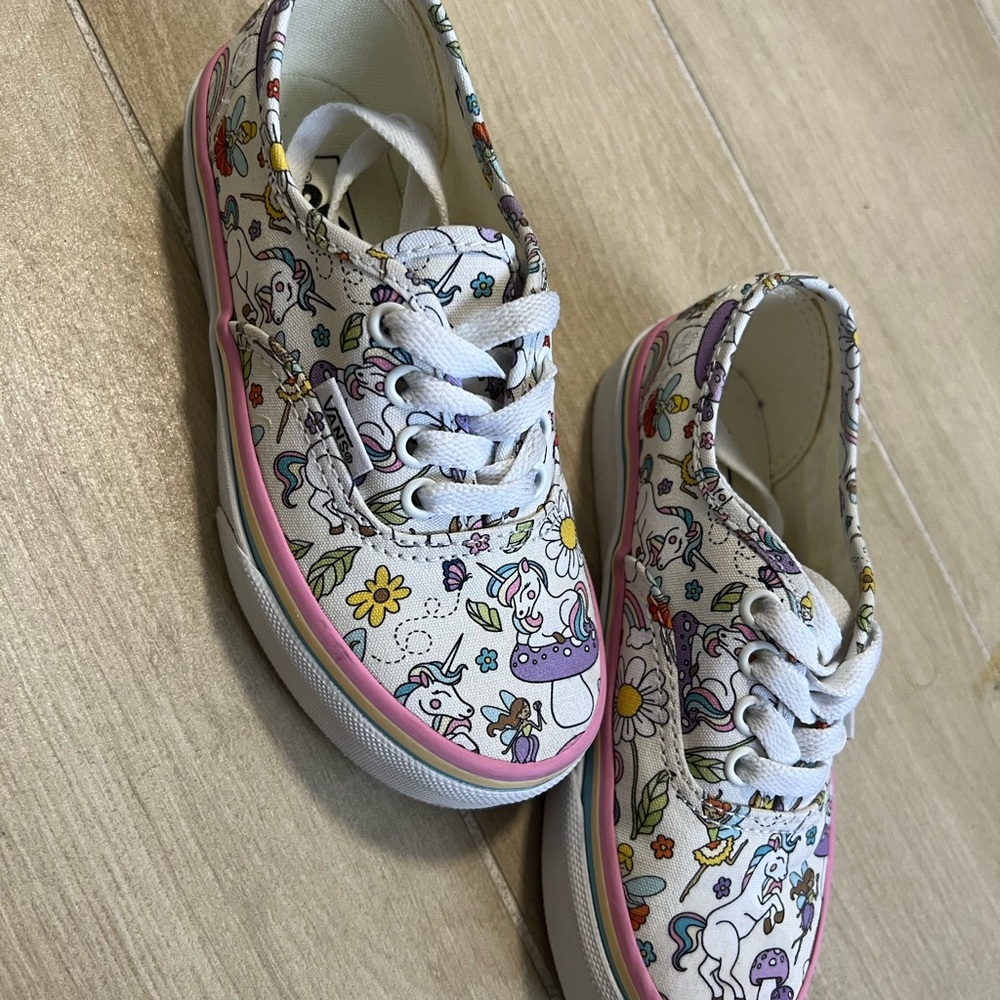 VANS Kids Unicorn Print Sneakers - White and Pink